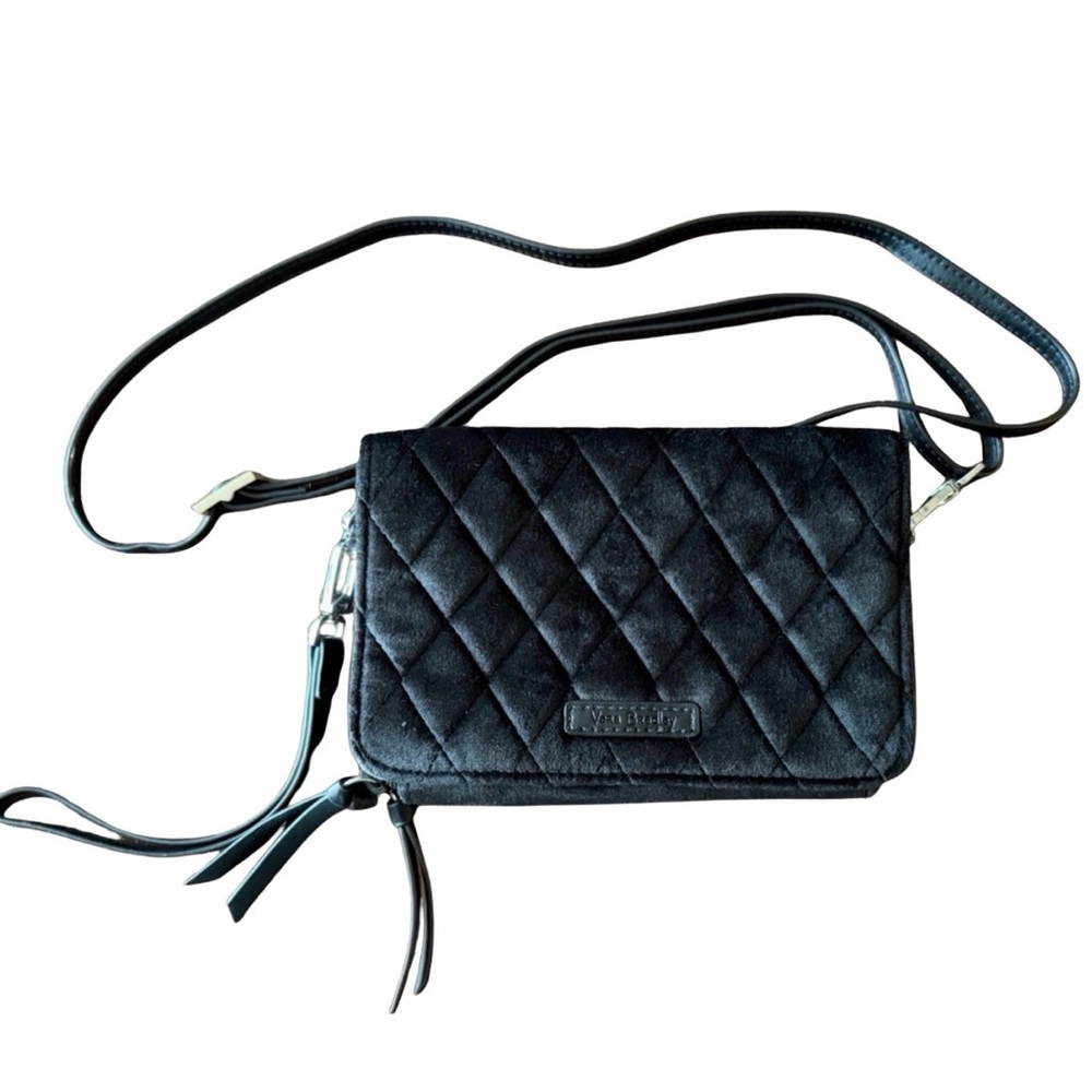 Vera Bradley Quilted Black Velvet Crossbody Wallet
